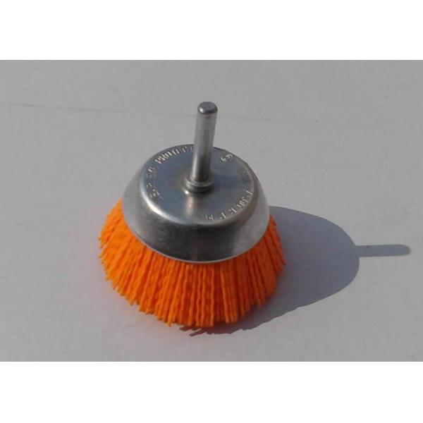 Yellow Bristle 3 Inch OD Nylon Abrasive Cup Brush 120 Grits For Polish the Wood