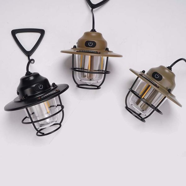 Source Factory Wholesale New Outdoor Portable Hanging Light Waterproof USB Rechargeable Lantern LED Camping Tent Lamp