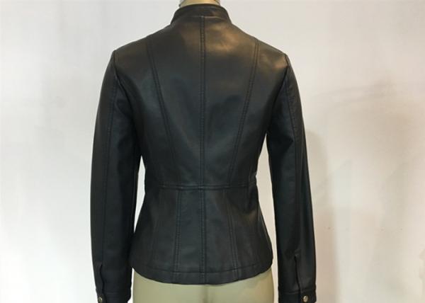 Simple Syle Jack Females Pleather Jacket Slim Ladies Leather Biker Jacket