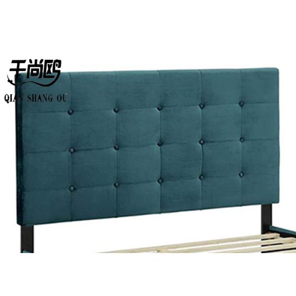 Blue Velvet Upholstered King Bed , Tufted King Platform Bed
