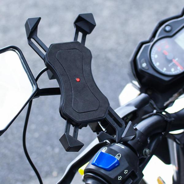 FCC 360D Waterproof Heavy Duty Motorcycle Phone Mount , USB ABS Telescopic Phone Holder