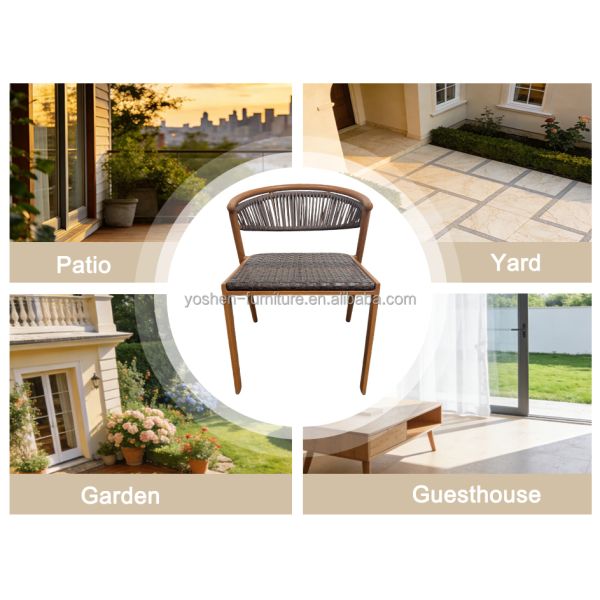 Yoshen Stackable Outdoor Lounge Chair PE Rattan Aluminum Frame for Patio Garden Villa