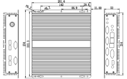 Aluminum Alloy Embedded Industrial Box PC 2LAN 6COM 6USB I3 I5 I7 CPU