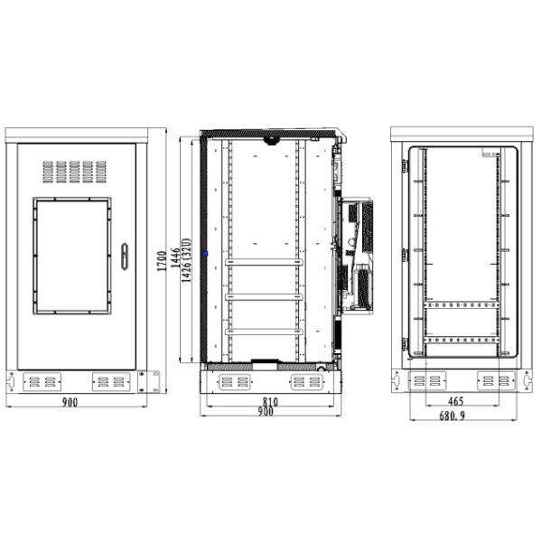 Anti Corrosion 19 Inch Outdoor Communications Cabinet AC Cooling With Monitoring / PDU