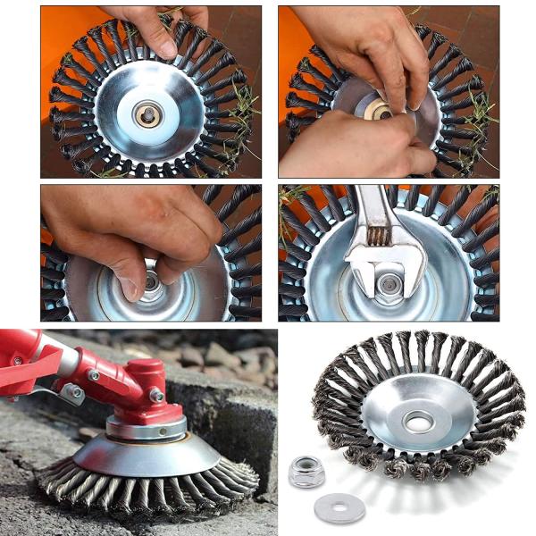 Grass Removal Steel Wire Weed Brush 200MM OD For Brush Cutters Machine