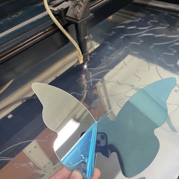 Custom Laser Cut PS Two-Way Mirror Butterfly – Light Transmitting & Customizable Design