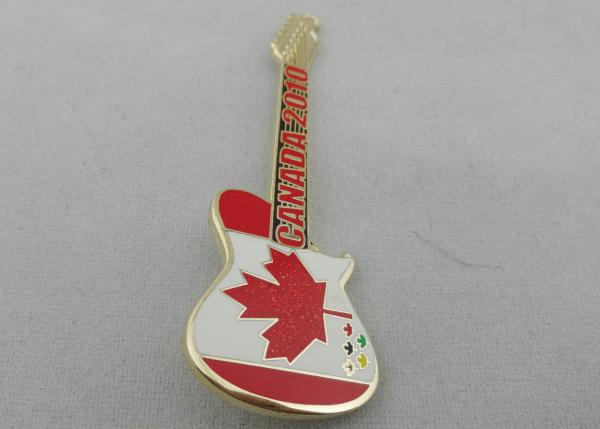Personalized Guitar Lapel Pins, Zinc Alloy Metal Hard Enamel Pin with Butterfly Clutch