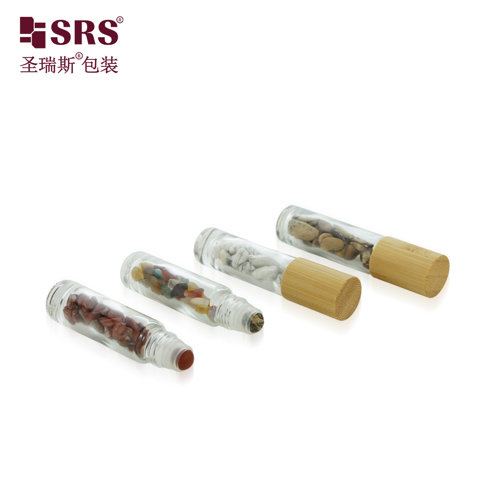 BLPM 10ML Real Bamboo Cap Brown Glass Roll On Essential Oil Bottles