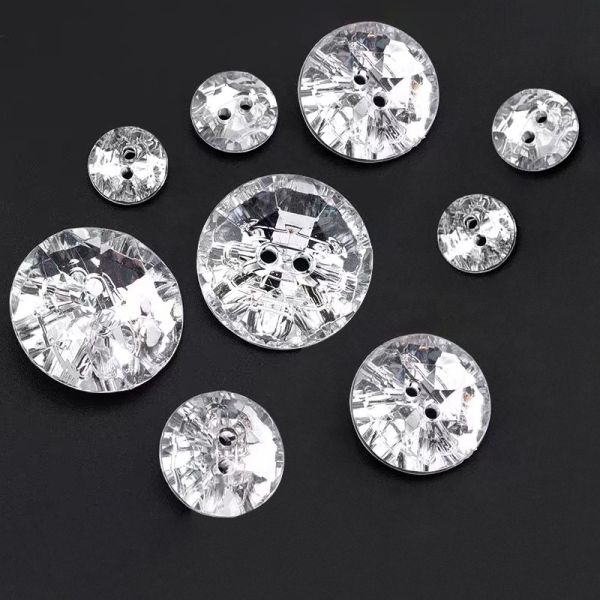 Modern Design Transparent High-End Crystal Glass Buttons Round Two Eyes Acrylic Sofa Decoration for Living Room Hotels Schools
