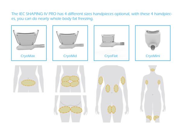 2500w big power standing cryolipolysis with 4 different size handles for whole body and double chin treatment