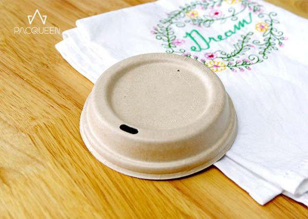 Compostable Bagasse Pulp Disposable Lids Nontoxic Leak Proof For Coffee Cups
