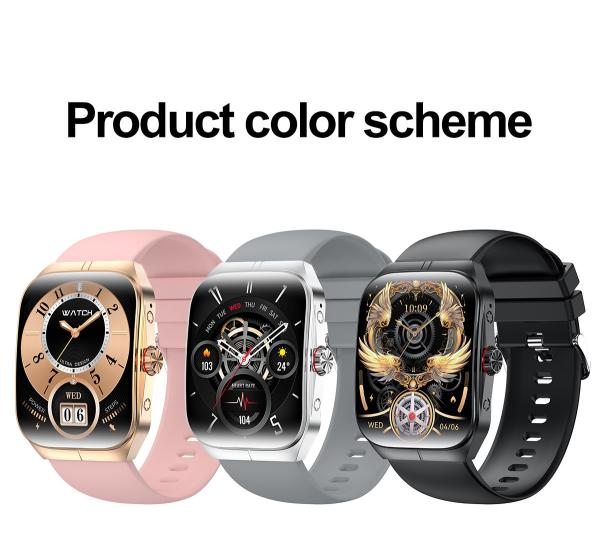HK80 Smart Watch 1,95 pouces Amoled Homme BT Assistant vocal Surveillance de la santé Couronne tournante