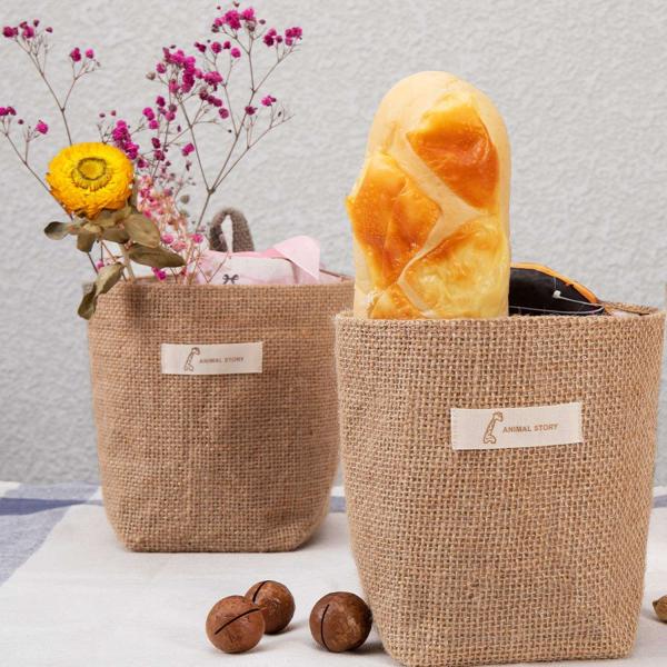 4 Pack Wall Hanging Storage Bags Cotton Linen Storage Basket Foldable Family