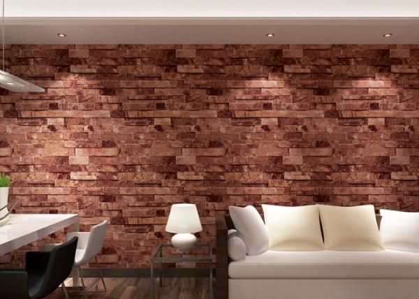 Removable 3D Brick Effect Wallpaper , Living Room Wall Covering with 0.53*10M size