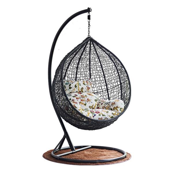 Outdoor Patio PE Rattan Swing Chair With Metal Frame Cheap Egg shaped Hanging Chair