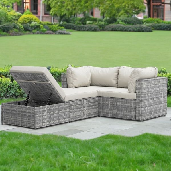 Rattan Outdoor Garden Lounge Hot Sale Wicker PE Waterproof Custom Rattan Sofa and Lounger Set Multi Function Outdoor Furniture