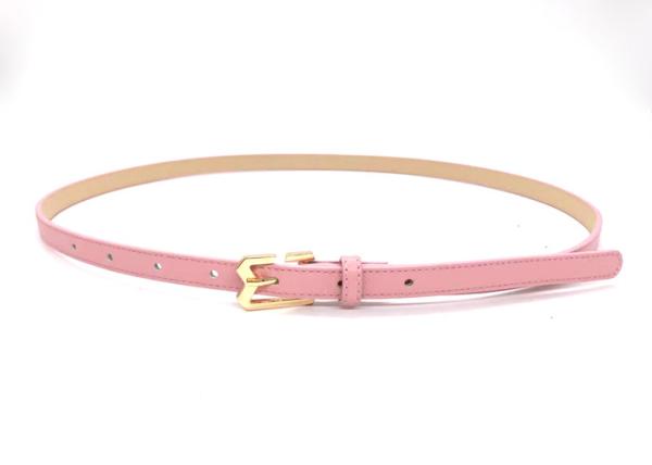 90-110cm Length Pink Skinny Women's Fashion Leather Belts With  M Shape Zinc Alloy Pin Buckle