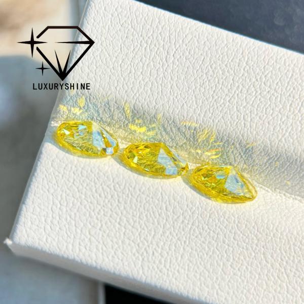 LuxuryShine VVS-VS Diamant de laboratoire Fancy Yellow/Light Yellow/Fancy Intense/Vivid Yellow 1CT 2CT 3CT 4CT 5CT Taille Ovale Excellent Avec Certificat & Bijoux Personnalisés
