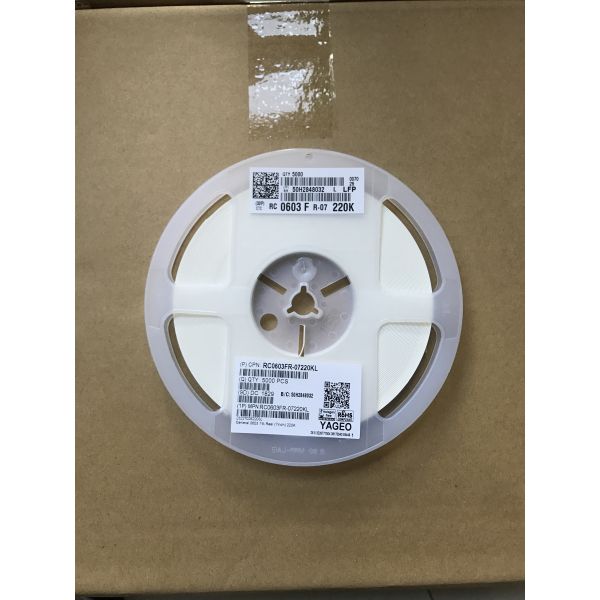 RC0603FR-07220KL 220kΩ Precision Resistor 0603 Case 1% Tolerance 100ppm/°C TCR 0.1W Rating Thin Film Technology Halogen-Free RoHS Compliant for High-Voltage Divider & Sensor Circuits