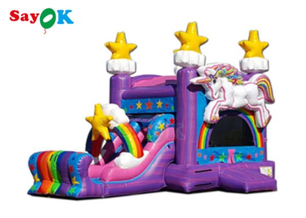 Castelo Bouncy com partido inflável Unicorn Kid Zone Wet Dry alugado de Unicorn Bounce House Jumper Slide da corrediça combinado