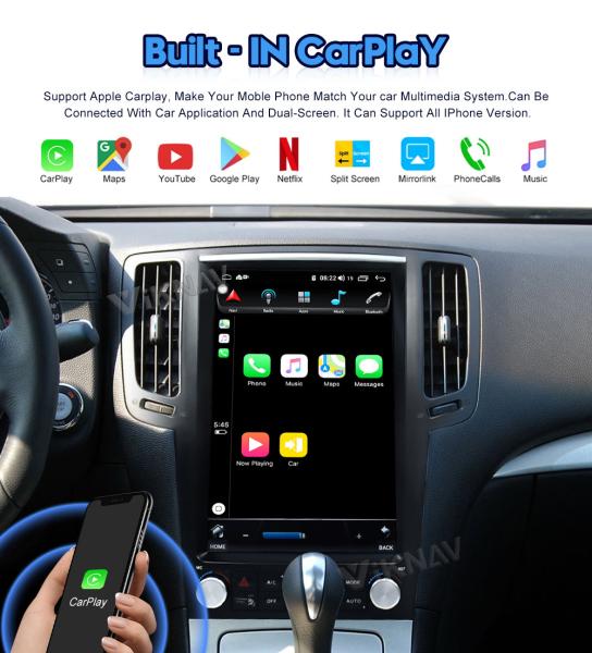 Viknav Car Radio For Infiniti G25 G37 (2004-2013)12.1 Inch Android13 Rear View Navigation GPS Original Car Function