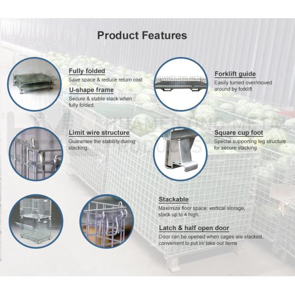 Industrial Collapsible 500kg Metal Wire Mesh Basket