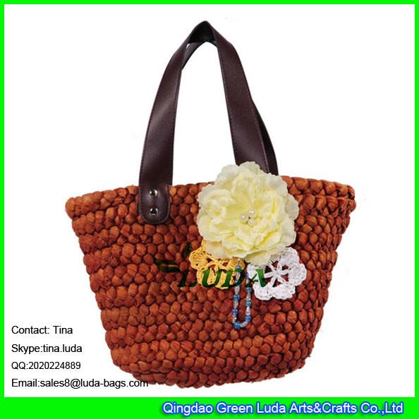 LUDA wholesale straw handbags  large cornhusk women straw bags