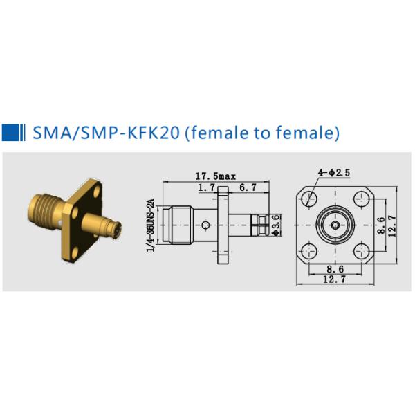 женщина держателя SMA фланца 50Ω к соединительной муфте с внутренней резьбой SMP