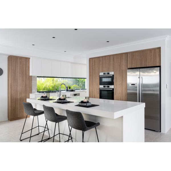 Kitchen Cabinet Design Modular Solid Wood Mdf Veneer Lacquer Finish Walnut Wood Color