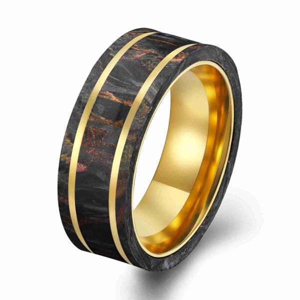 Customizable Forged Carbon Fiber Ring with Superior Strength and Unique Marbled Patterns Wedding Band