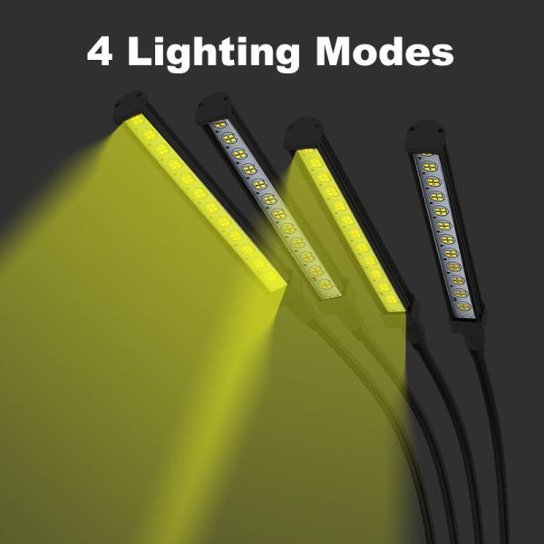 Full Spectrum 4 Head LED Clip Grow Light 96W Negro para quarto interior