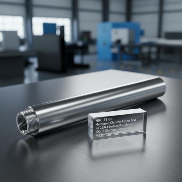 HRC 55-63 Hardened Chrome Piston Rod with Ra 0.2-0.4 Surface Roughness and ISO f7 Diameter Tolerance for Hydraulic Cylinders