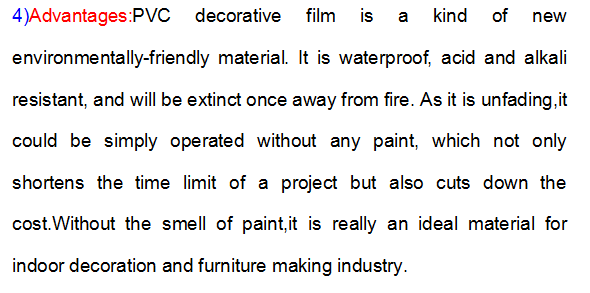 Vacuum press pvc film for MDF cabinet door with 0.3mm/0.35mm x 1400mm