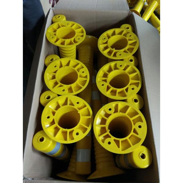 CE 1.1kgs Certificate Logo Post Yellow Reflective Traffic Bollard 100% PU Road Flexible Spring Warning Barrier Post