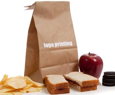 Recycled Paper Lunch Bags Factory Supplier Wholesale Custom Printed SOS Kraft Bread Brown Paper Bag  Sandwich