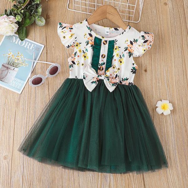Roupa do vestido das crianças impressas bebê de Mesh Dress Summer Sweet Girls