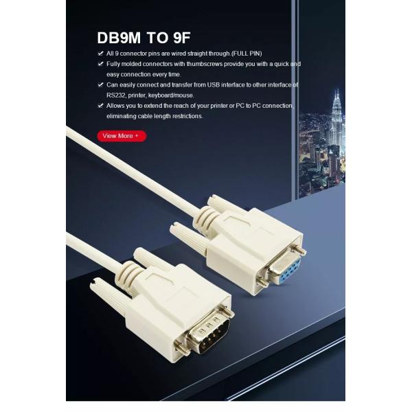 Multipurpose Rs232 DB9 Cable Male To Female Serial For Data Transmission