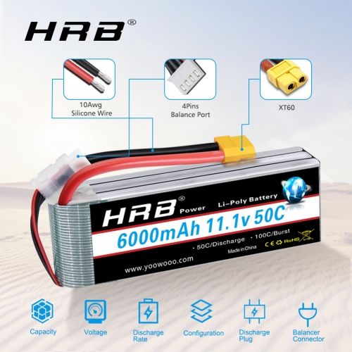 HRB 6000mah 3S 11.1V 50C Lipo Battery For RC Car