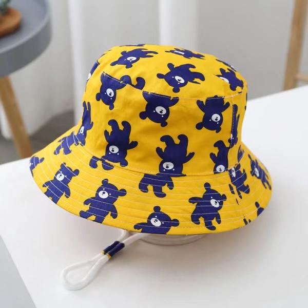 2022 Summer Plain Dyed Panama Children Cotton Cartoon Bucket Hat for Boys and Girls