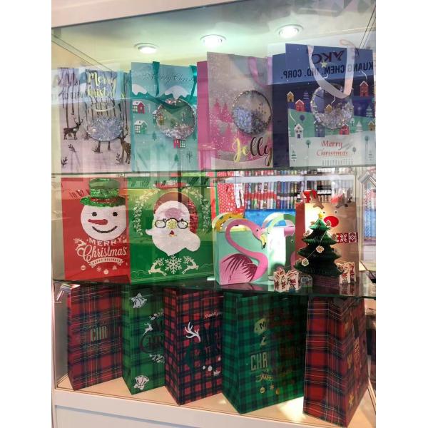 Big Goodie Xmas Gift Bags For Adults Luxury Printed Metal Handle Jumbo Wrapping Red Color