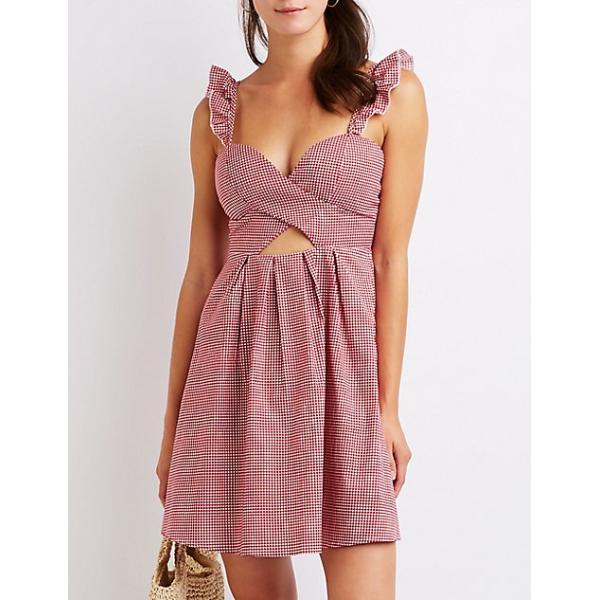 Mini Breathable OEM Dress 2018 Custom Gingham Sun Dress Ruffle