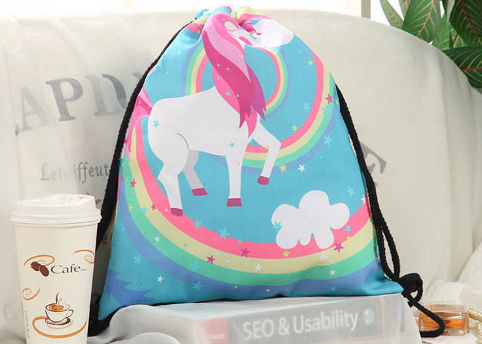 Мешок спортзала сумок Drawstring полиэстера перемещения пикника милый с логотипом