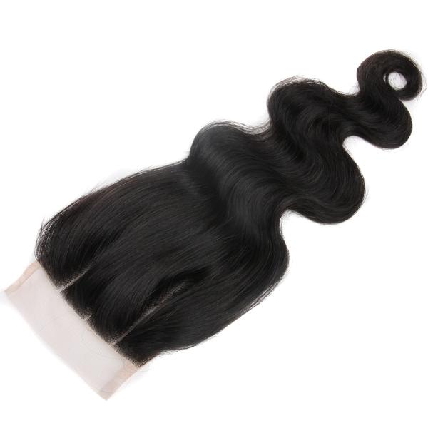 Natural Looking Brazilian Hair Closure With Natural Part 130% Standard Density