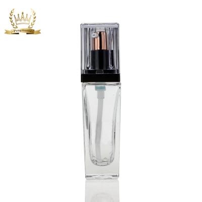 Garrafa de vidro quadrada vazia cosmética transparente extravagante do pó da fundação 35ml