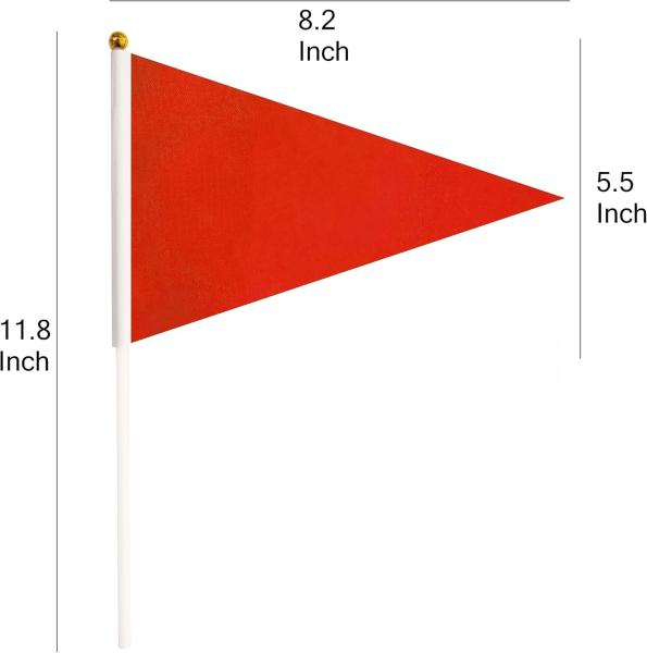 Plastic Sticks Red Pennant Flags Mini Hand Held Solid Blank Flag Sports Club School