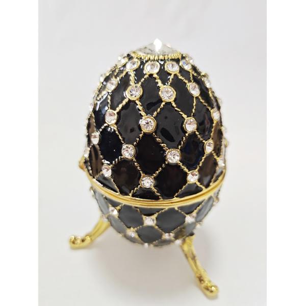 Luxury Faberge Easter Egg Decorative Earring Ring Trinket Holder Box Hand Painted Faberge Egg Style Hinged Jewelry