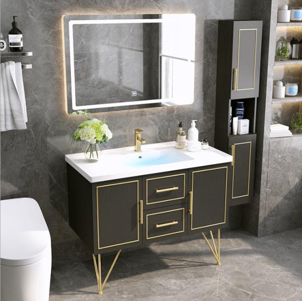 No Oxidation Bathroom Vanity Cabinet Custom Dark Blue Brown Color