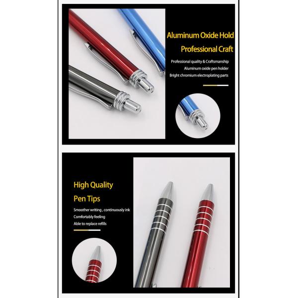 Professional Aluminum Ball Pen School Stationary 1.0mm Retractable Ballpoint Pen