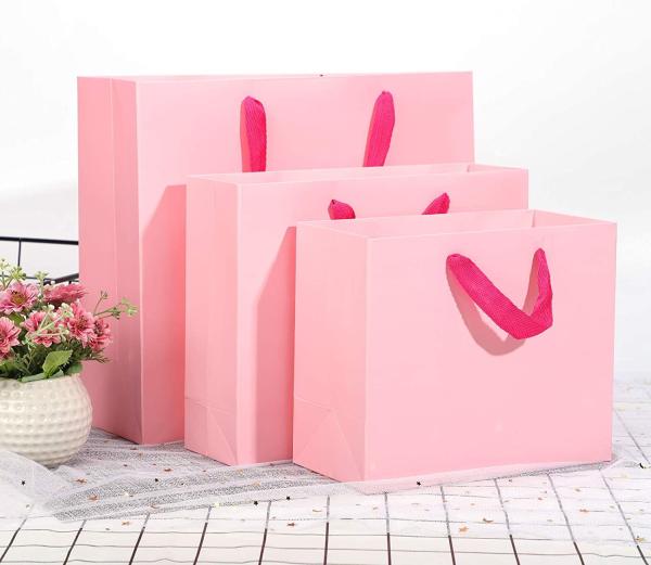 OEM Boutique Cardboard Fancy Kraft Paper Shopping Bags With Handle 210gsm