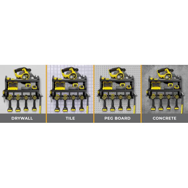 Wall Mount Heavy Duty Cordless Drill Holder Tool Organizer with Carbon Steel Pegboard